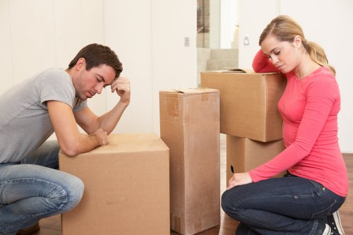 Loading commercial items for transport during a Harrow business relocation