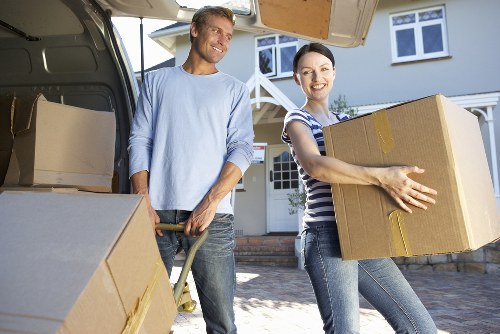 Packed boxes and furniture ready for a local move