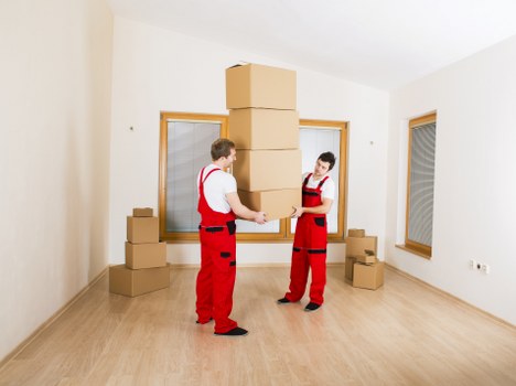 Organised moving boxes and packing materials for a Harrow property